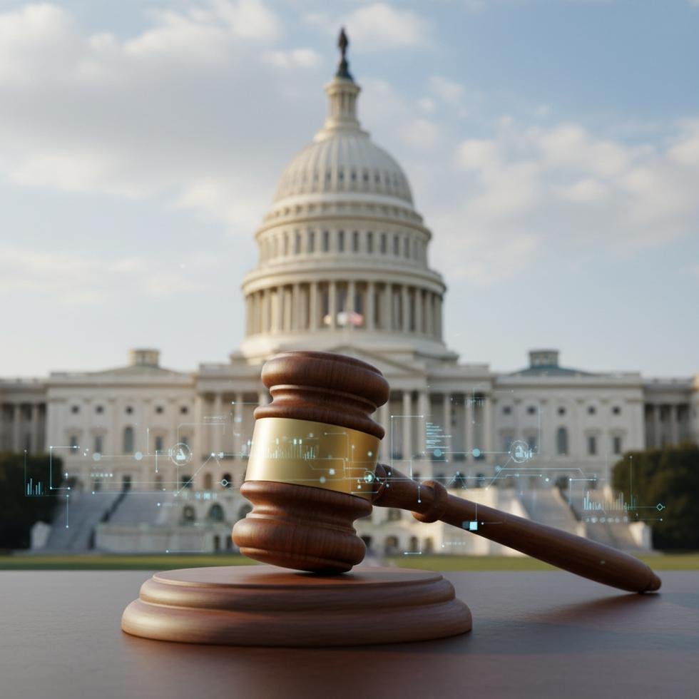 ABD Kongresi ve casusluk faaliyetleri sembolü olarak bir hakim tokmağı