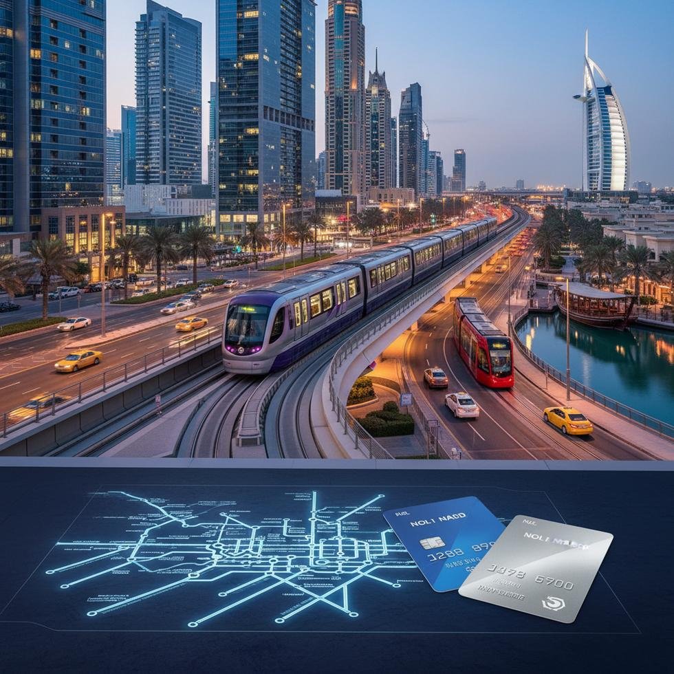 Dubai şehir içi ulaşım araçları ve metro istasyonu
