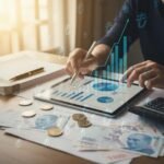 Türk lirası grafiklerini açıklayan bir finans danışmanı.