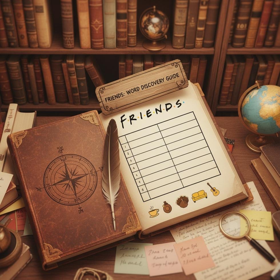 Friends dizisi ile İngilizce öğrenme konseptini anlatan görsel