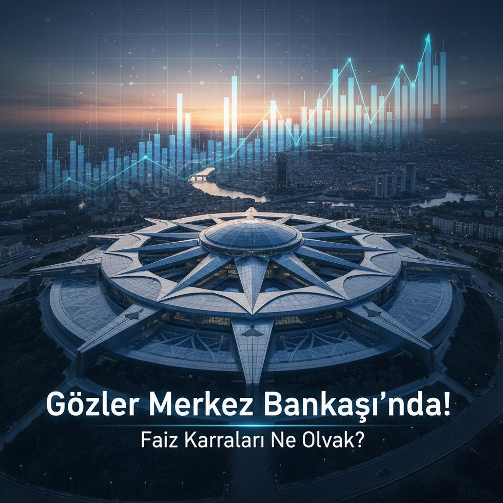 Merkez Bankası binası ve finans grafikleri