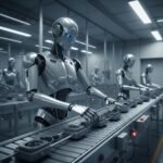 İş ortamında çalışan insansı robot