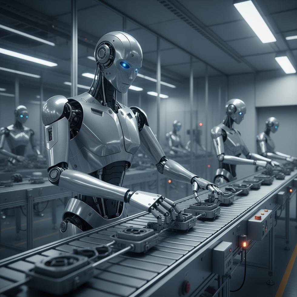 İş ortamında çalışan insansı robot