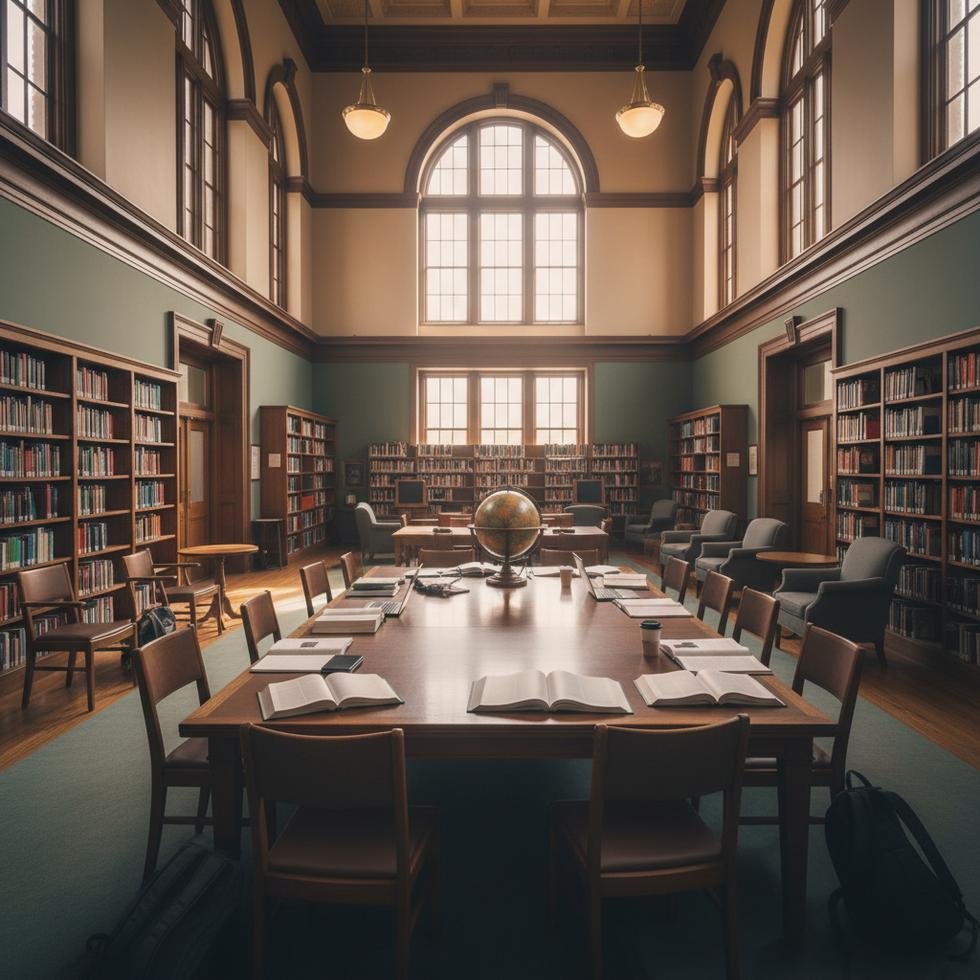 Kütüphanede kariyer olanaklarını tartışan öğrenciler