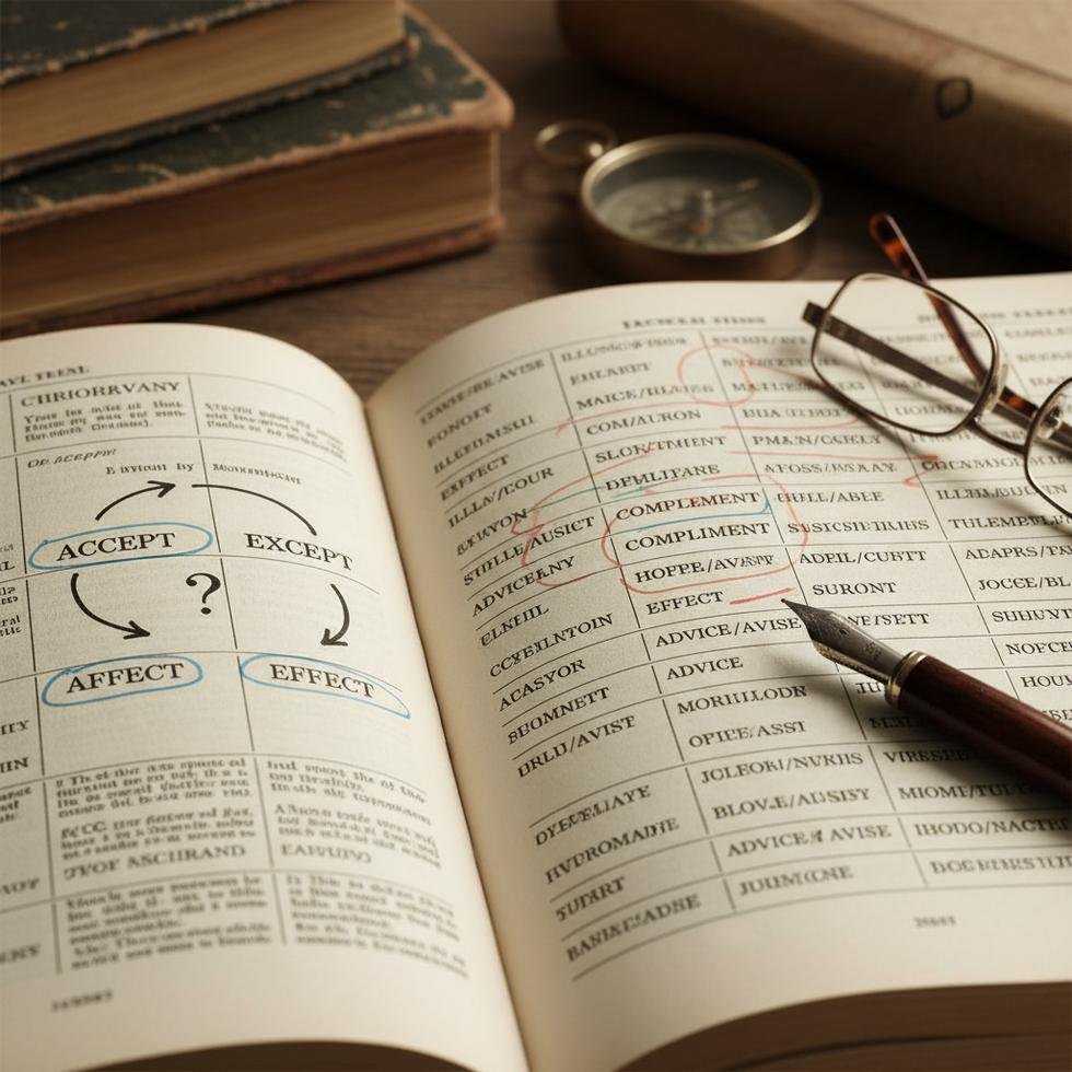 İngilizce'de sık karıştırılan kelime çiftleri açıklama görseli