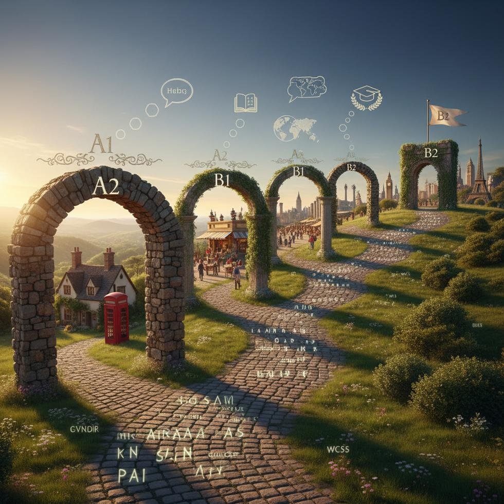 İngilizce öğrenme yol haritasını gösteren görsel