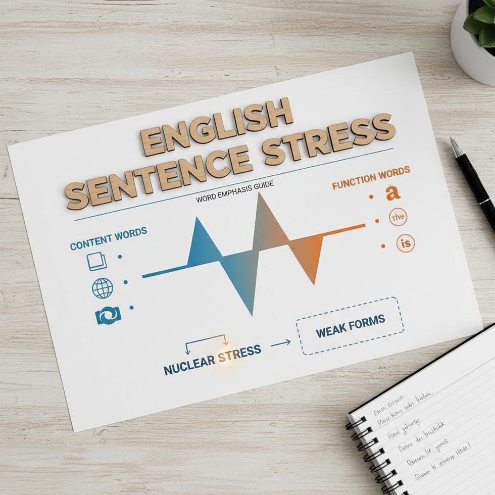 İngilizce cümle içinde vurgu uygulaması gösteren grafik