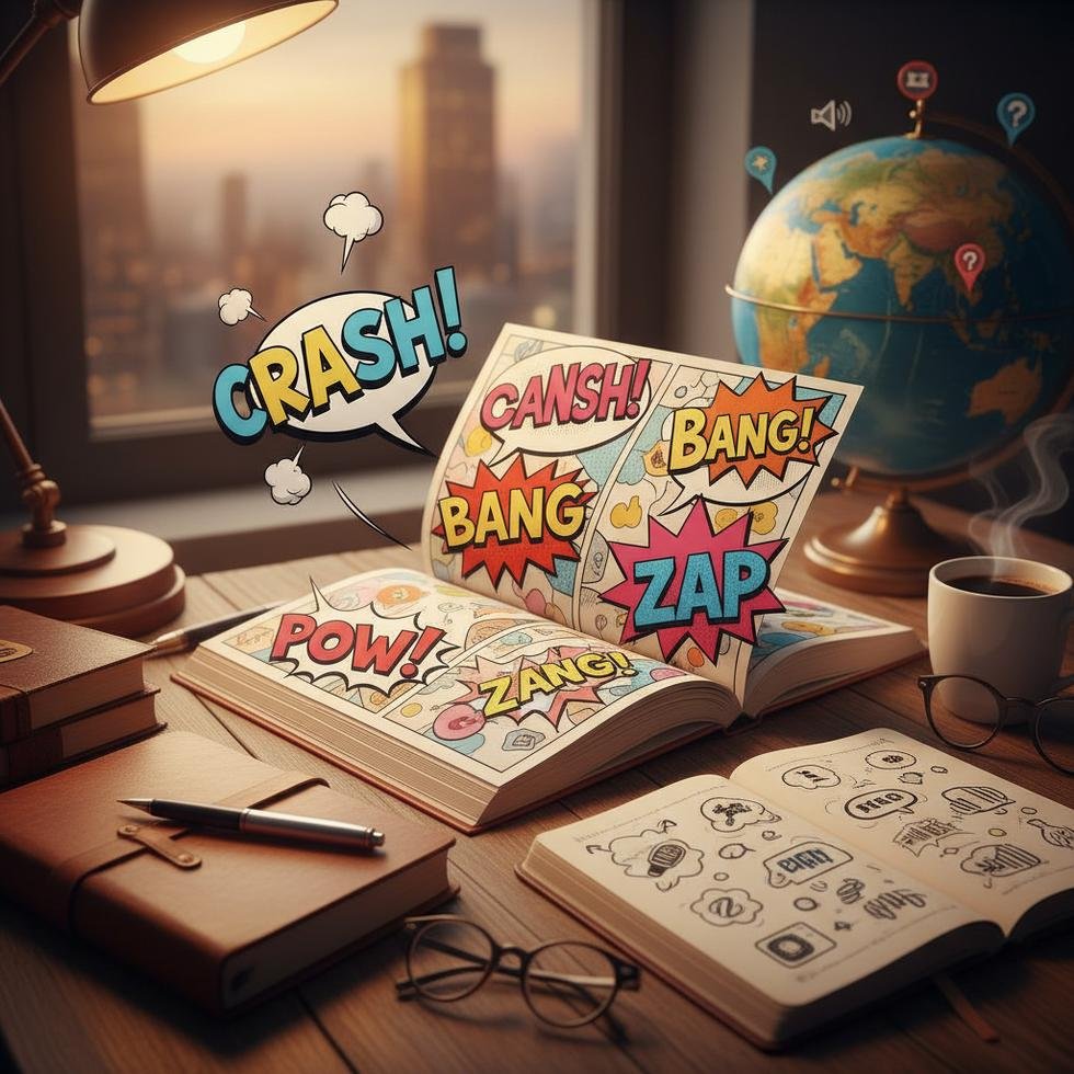 İngilizce yansıma kelimeler tablosu ve çizgi roman örnekleri