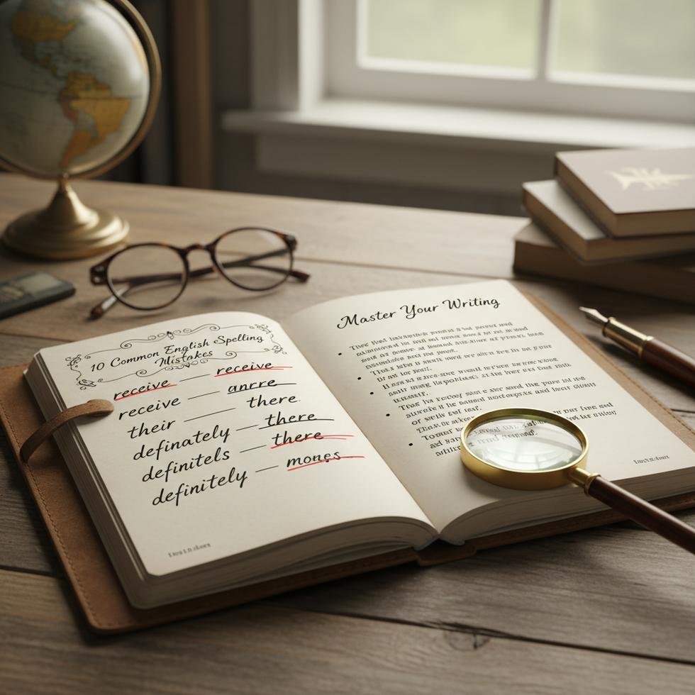 İngilizce yazım hatalarını gösteren eğitim materyali
