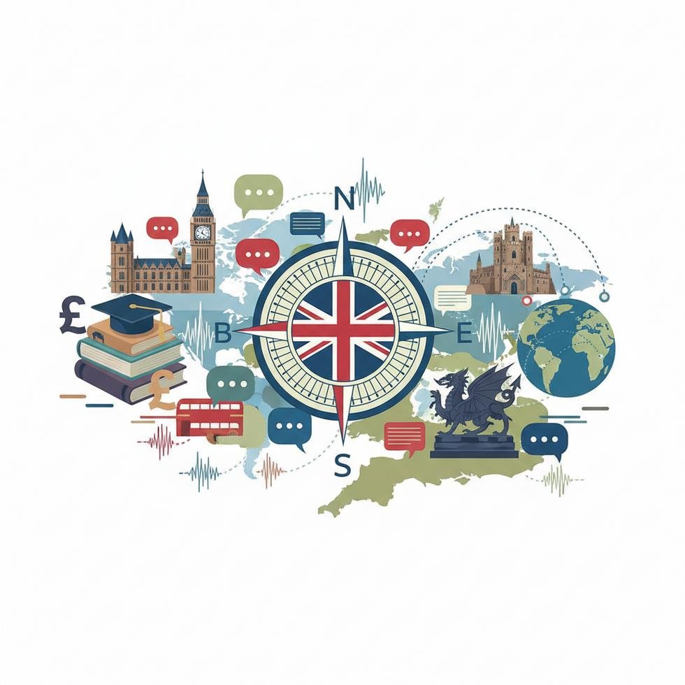 İngiltere’de dil çeşitliliği ve İngilizce aksanları hakkında bilgilendirici grafik