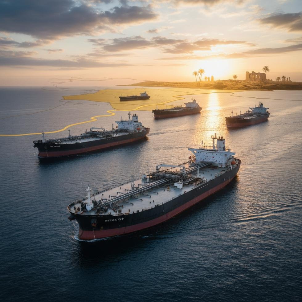 Denizde seyir halinde bir petrol tankeri