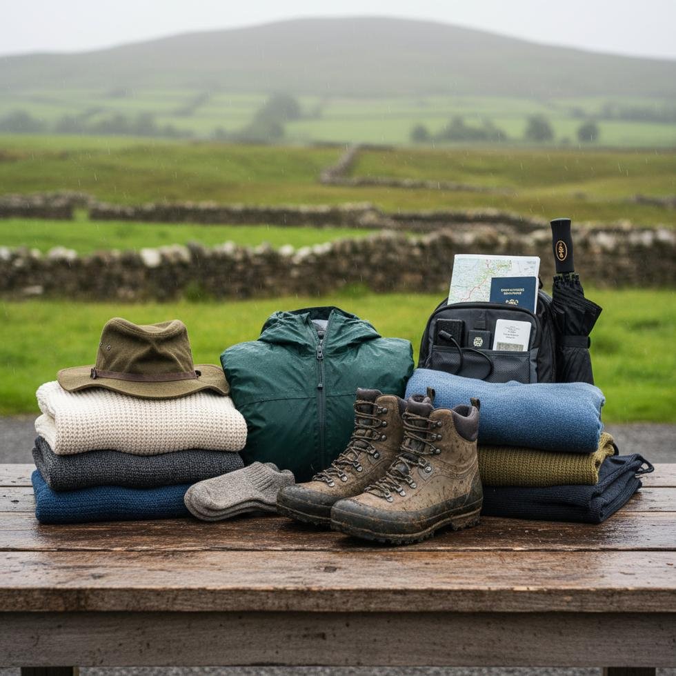 İrlanda seyahatine uygun katmanlı giyim ve valiz hazırlığı