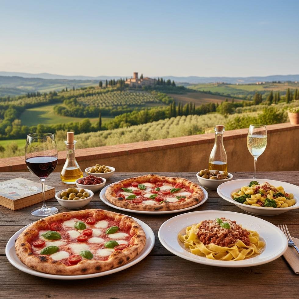 İtalya mutfağına ait pizza, makarna ve bölgesel tatlar