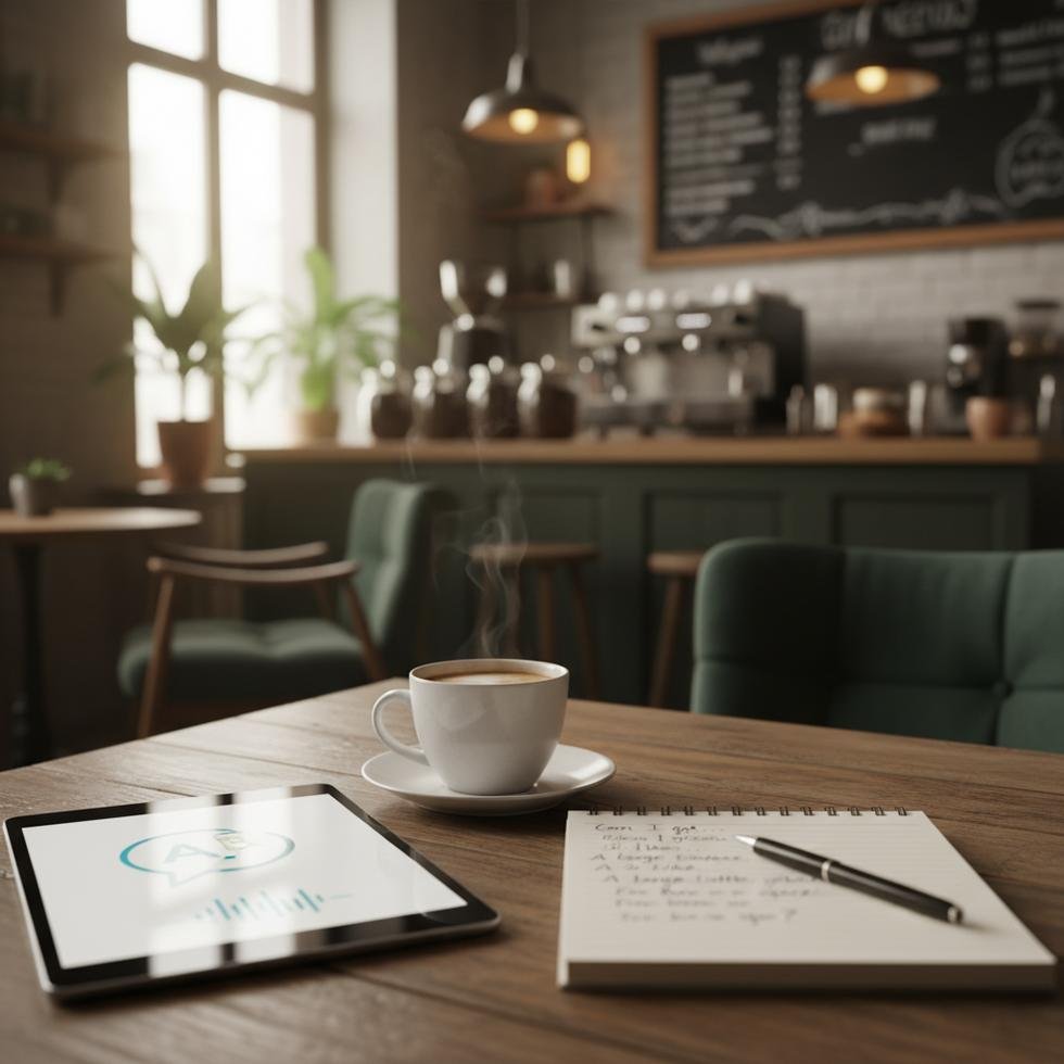 Kafede İngilizce sipariş verirken kullanılabilecek cümlelerin yazılı olduğu örnek metin