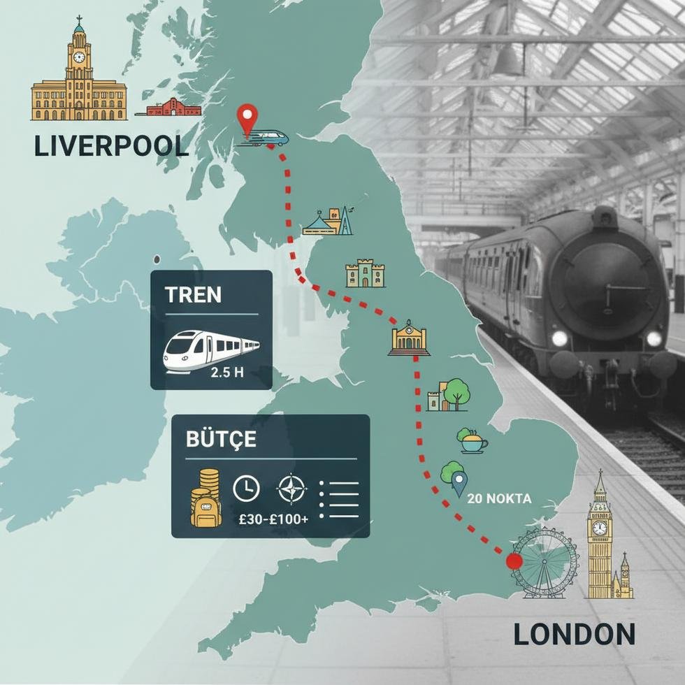 Londra’dan Liverpool’a kültür ve seyahat rotası haritası