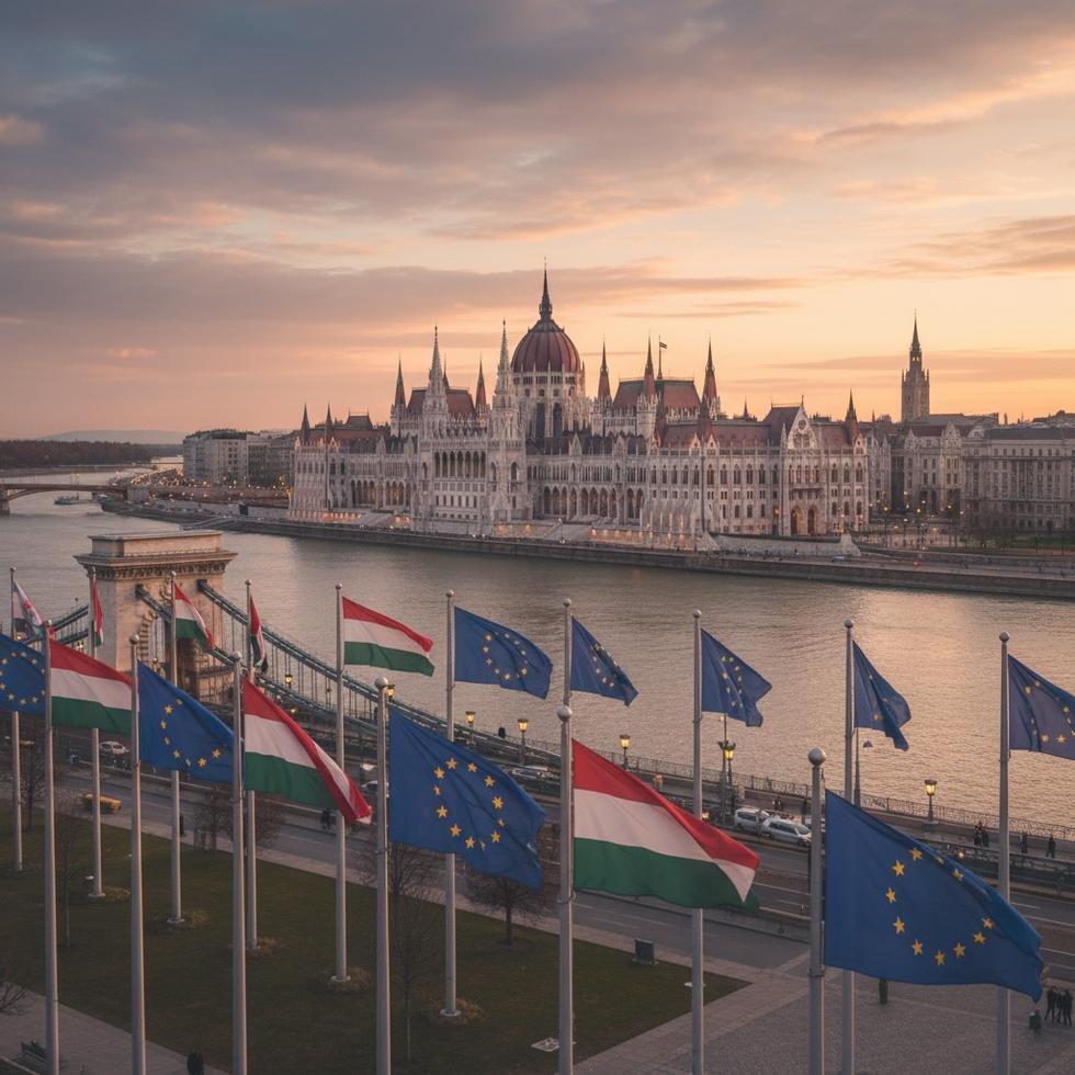 Budapeşte'de Avrupa Birliği bayrakları