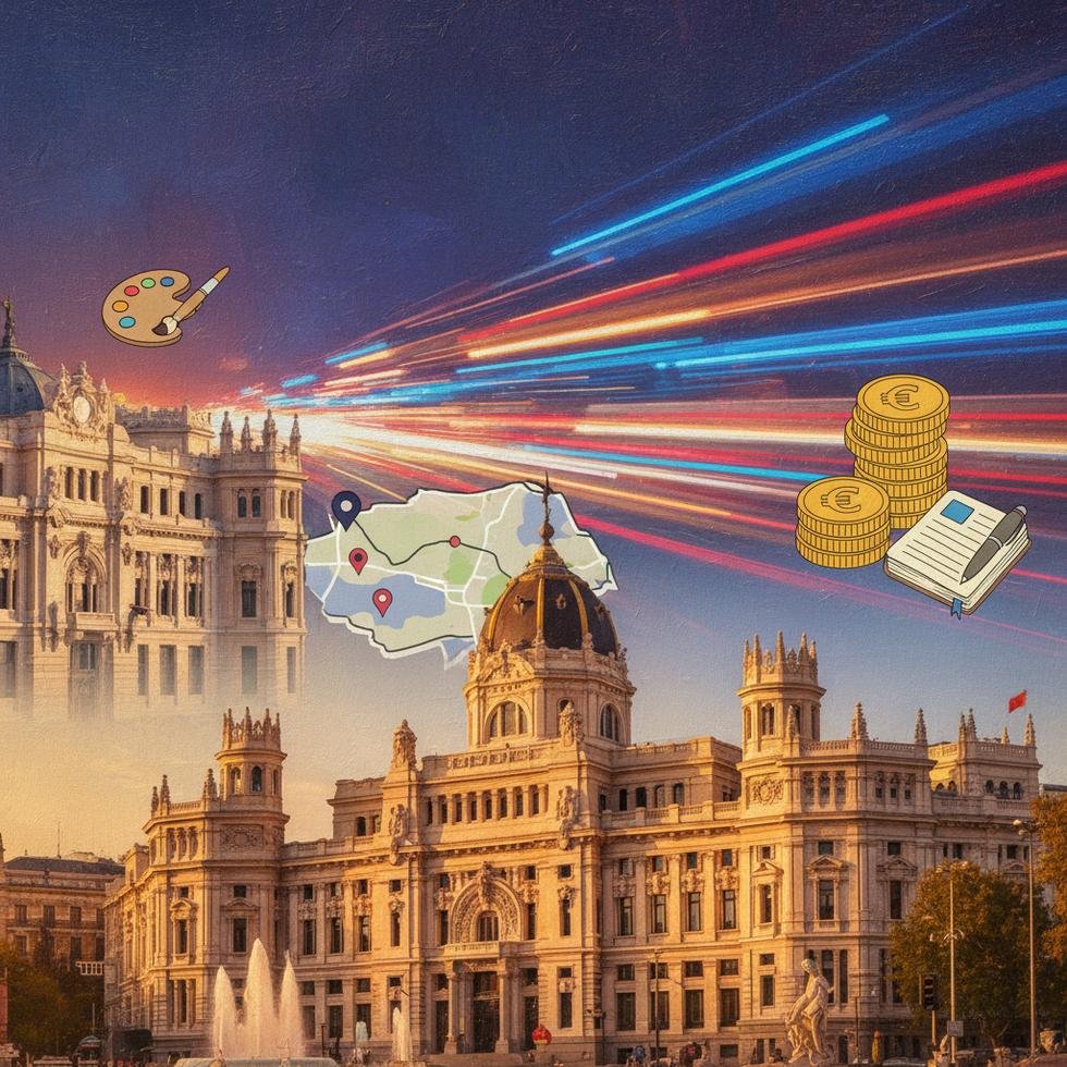 Madrid şehir manzarası ve tarihi binalar