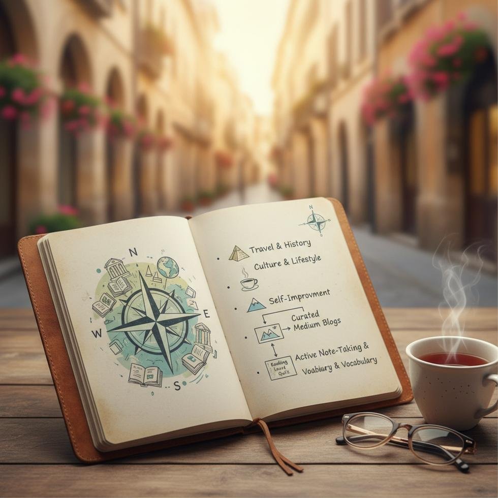 İngilizce okuma rehberi ve Medium içerikleri simgesi