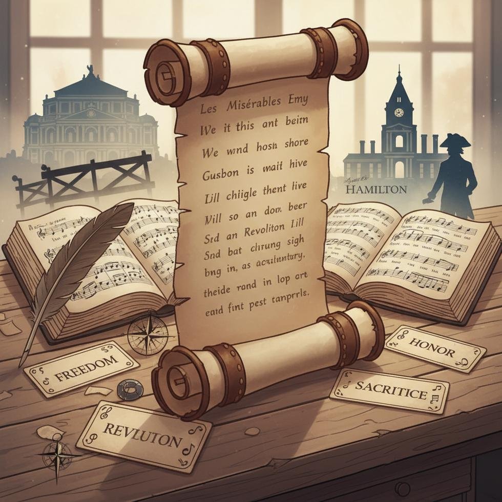 Les Misérables ve Hamilton müzikallerinden sahneler