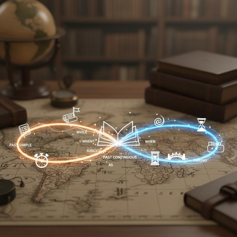 Past Simple ve Past Continuous anlatımı ile ilgili grafik