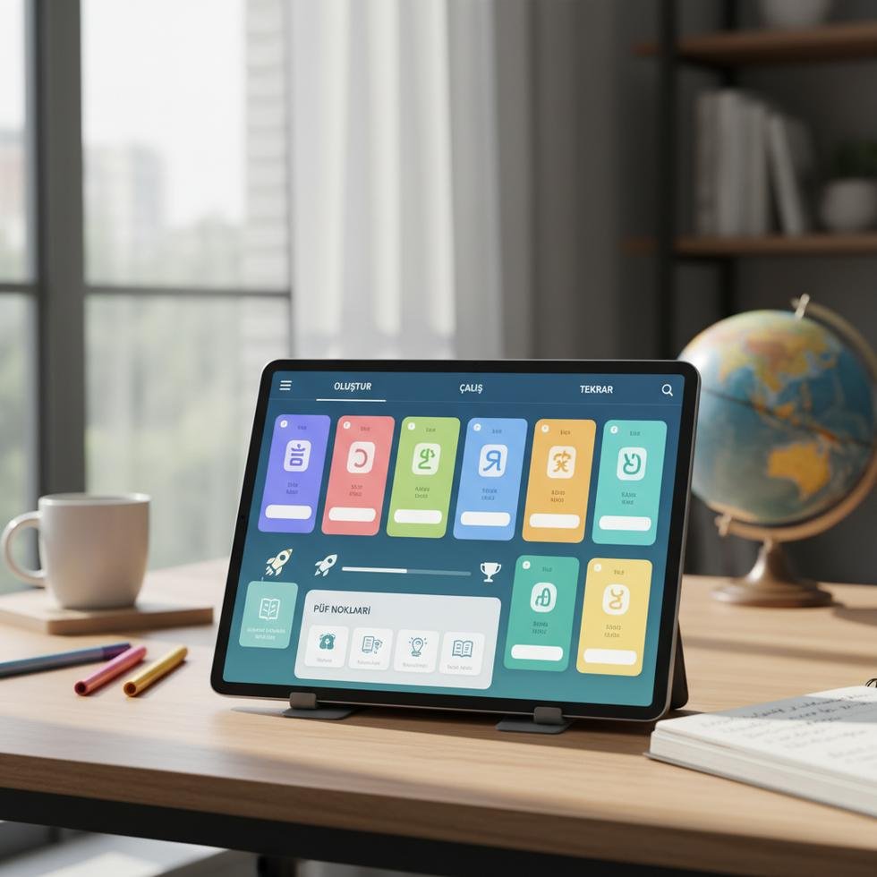 Quizlet platformunda kelime seti oluşturma ekranı