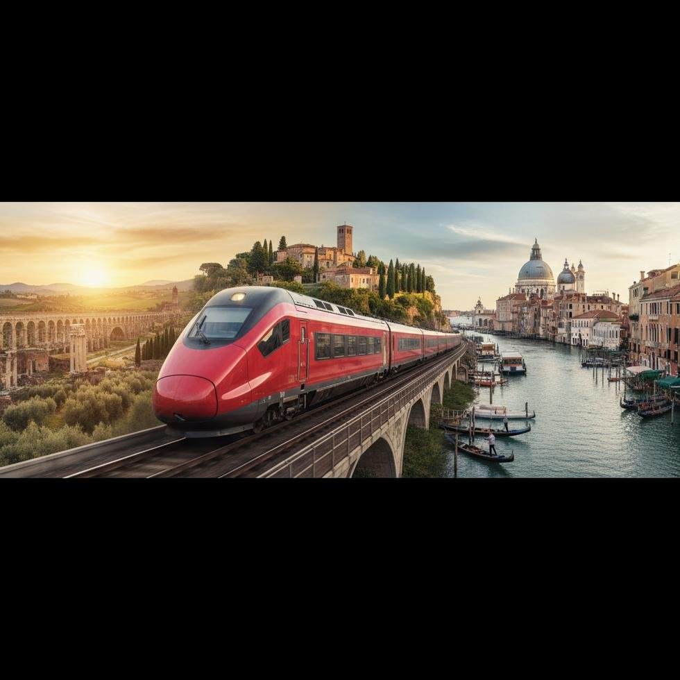 Roma’dan Venedik’e trenle seyahat güzergahı haritası