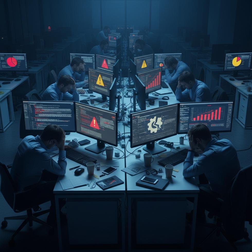 Ofiste bilgisayar ekranları hatalı yazılımlar gösteriyor