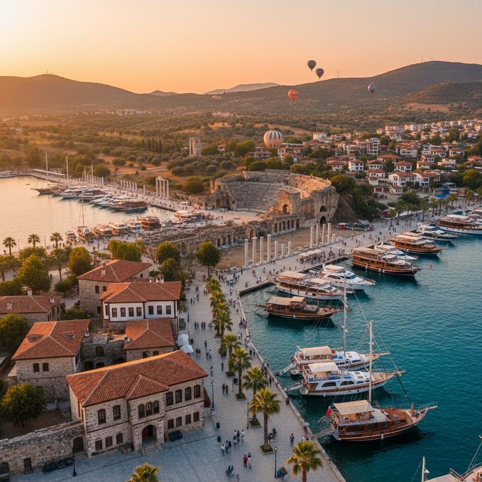 Türkiye'de turistik bir destinasyon, tarihi yapılarla birlikte.