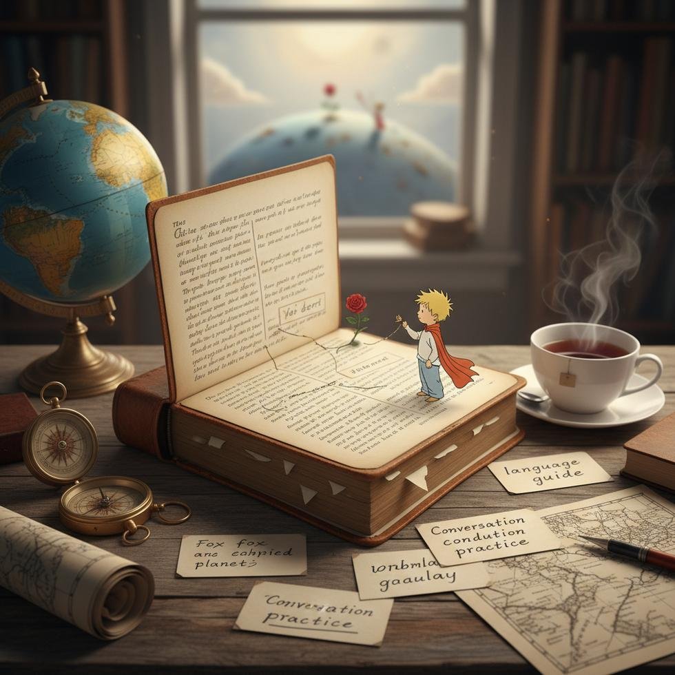The Little Prince kitabı ve İngilizce öğrenme rehberi