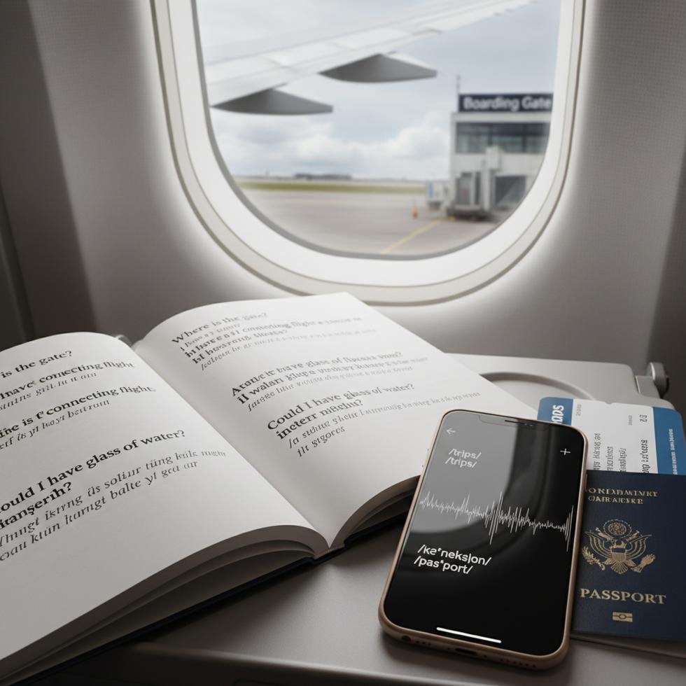 Uçakta ve havalimanında İngilizce iletişim için cümleler ve telaffuz kılavuzu