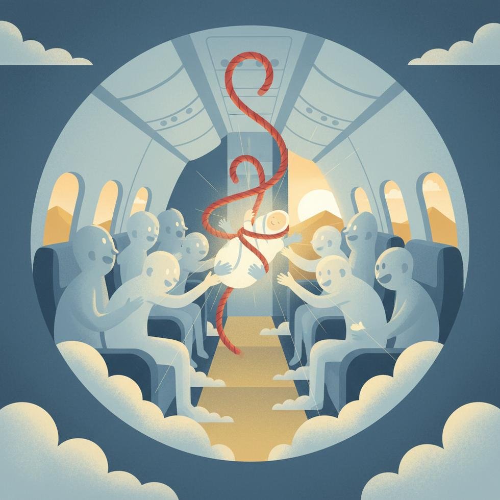 Uçakta doğum anı ve sağlık ekipleri