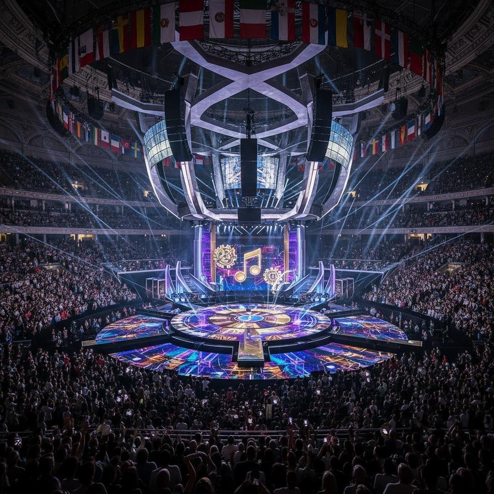 Eurovision sahnesi ve seyirci.