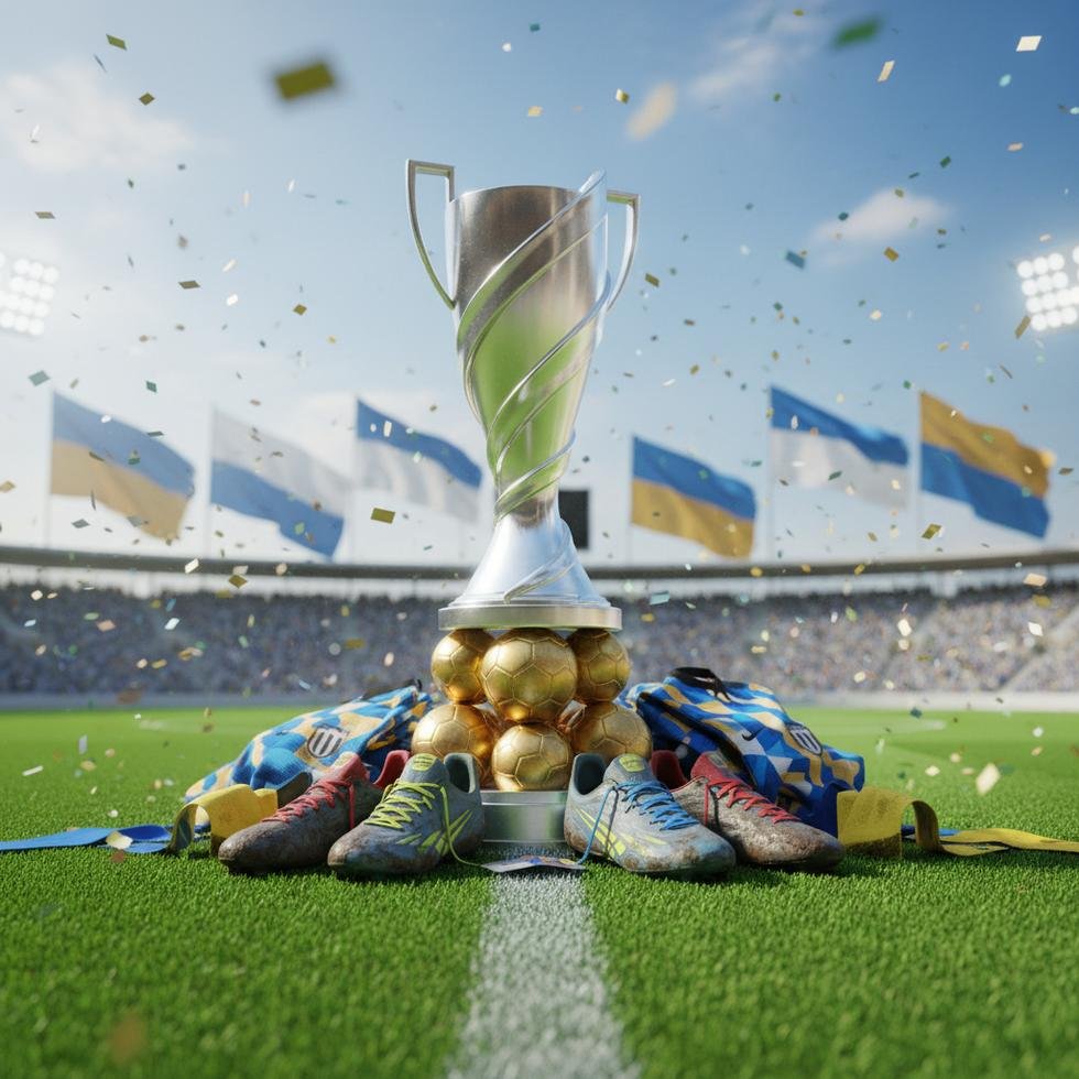 Sahada kupa tutan kız futbol takımı