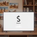 YouTube Shorts logosu bir akıllı TV ekranında