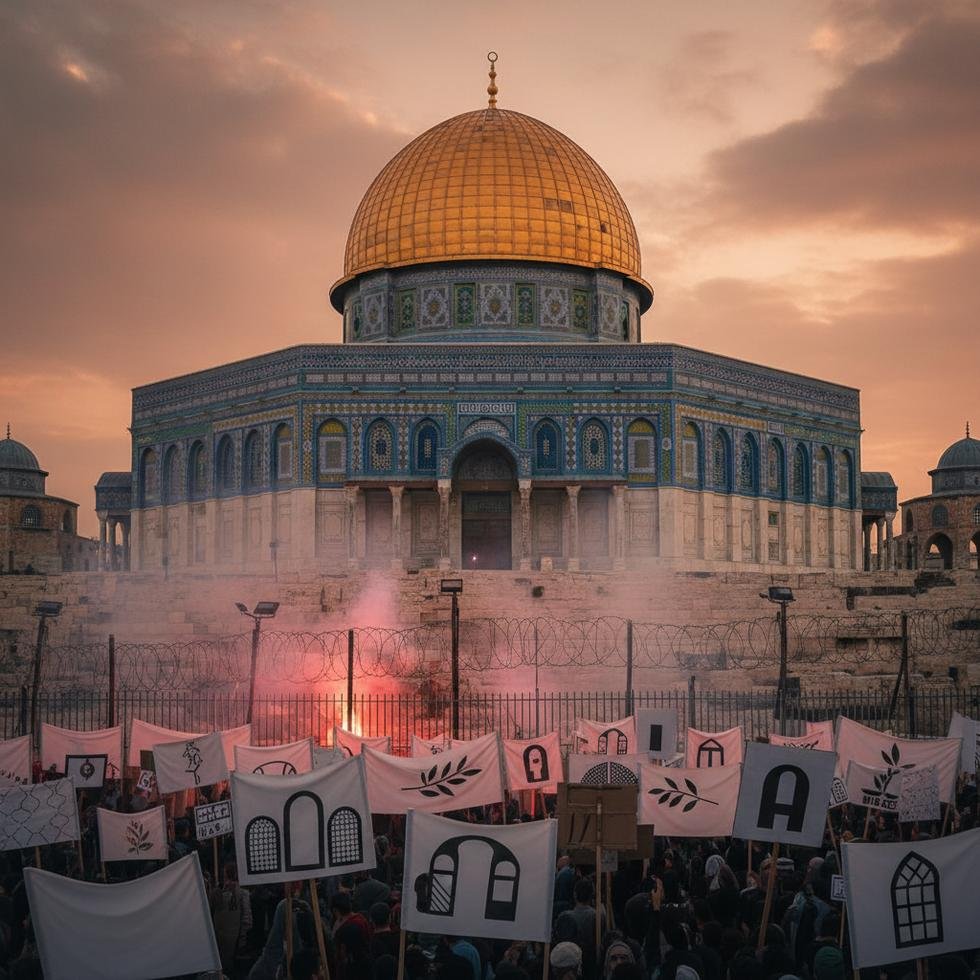 Mescid-i Aksa'da İsrail protestosu