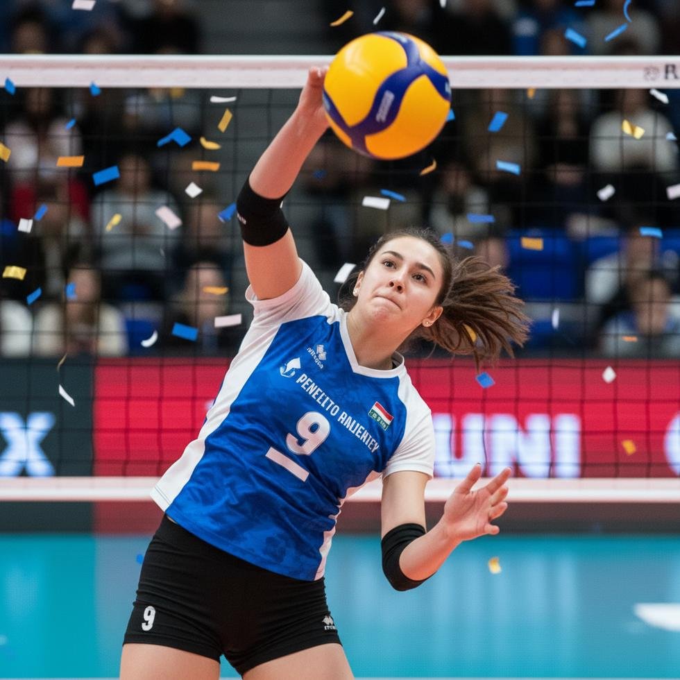 Türk voleybolcu İlkin Aydın saha içinde
