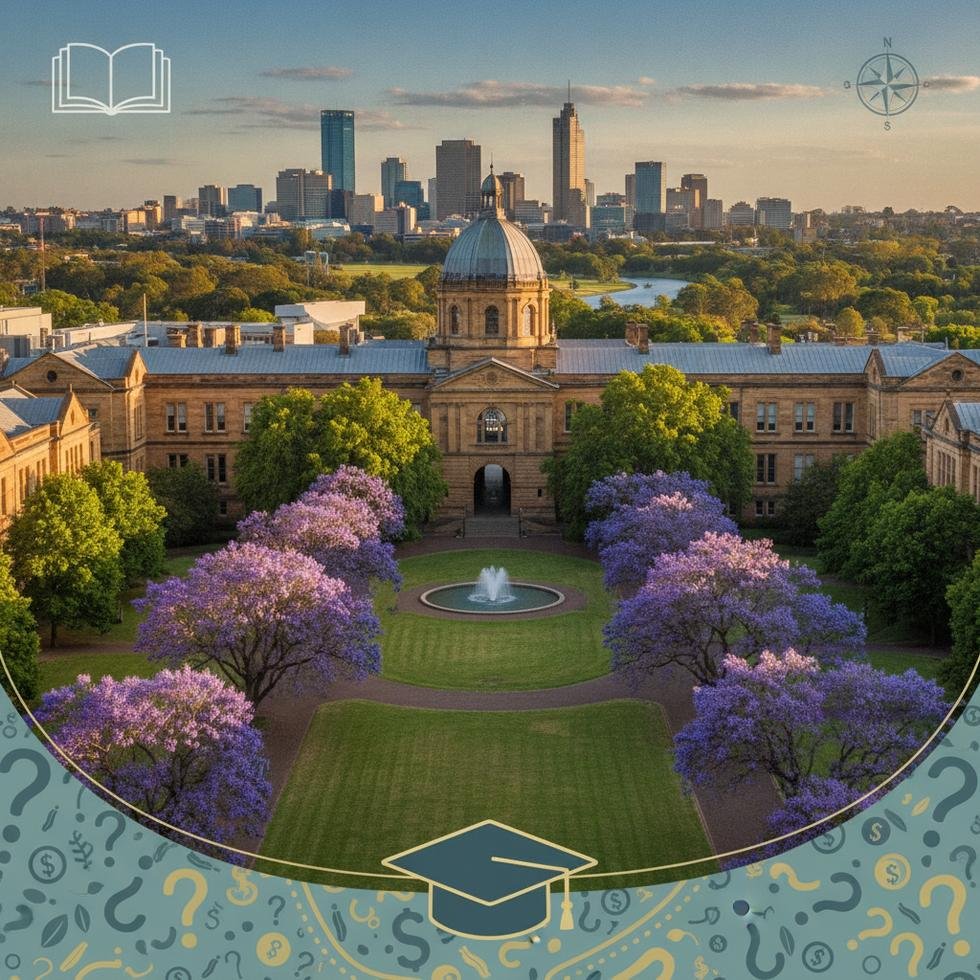Adelaide Üniversitesi kampüsü ve öğrenciler