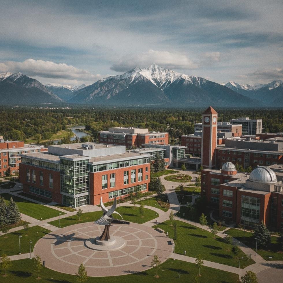 Calgary Üniversitesi kampüs ve şehir manzarası