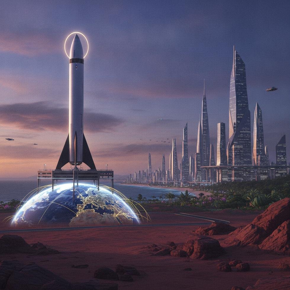 Elon Musk ve bir SpaceX roketi
