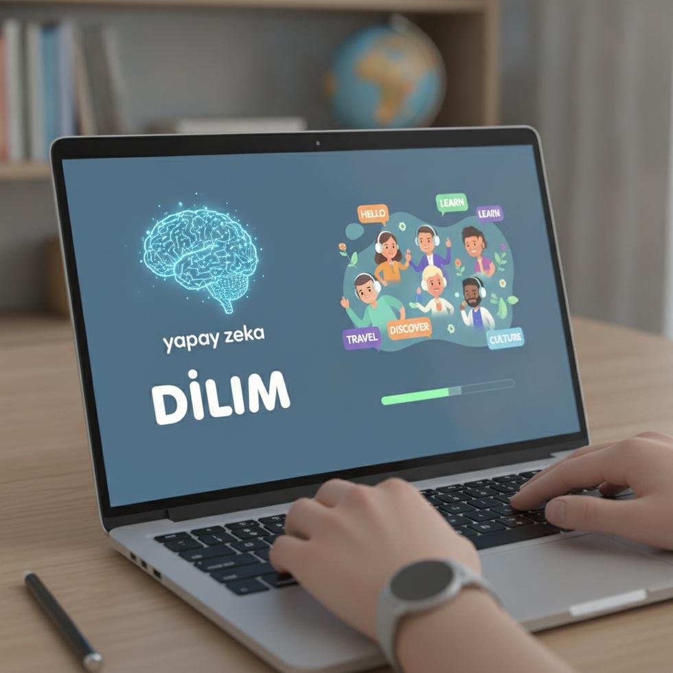 Öğrenciler, yapay zeka destekli bir İngilizce platformunu kullanıyor.
