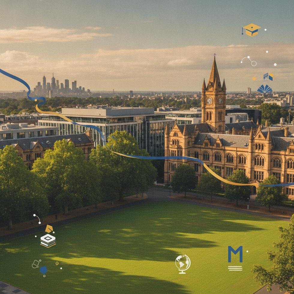 Melbourne Üniversitesi kampüsünden genel görünüm