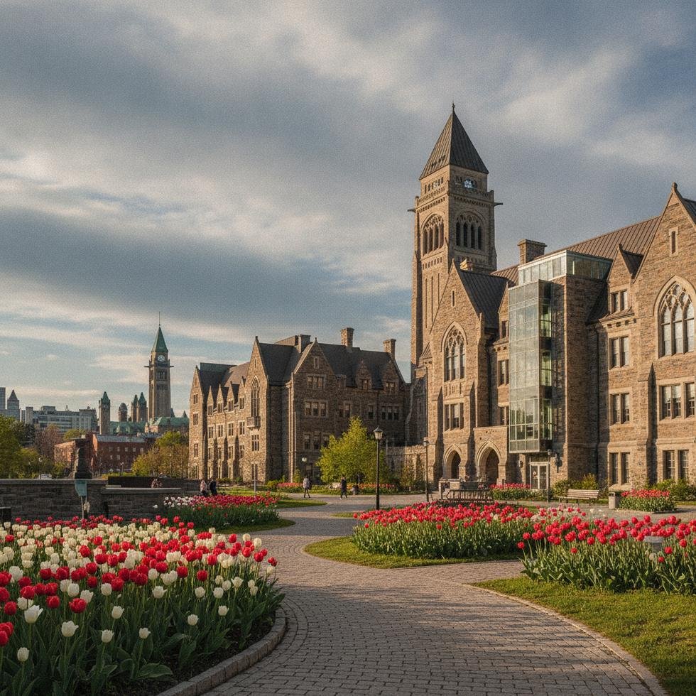 Ottawa Üniversitesi kampüs binası ve çevresi