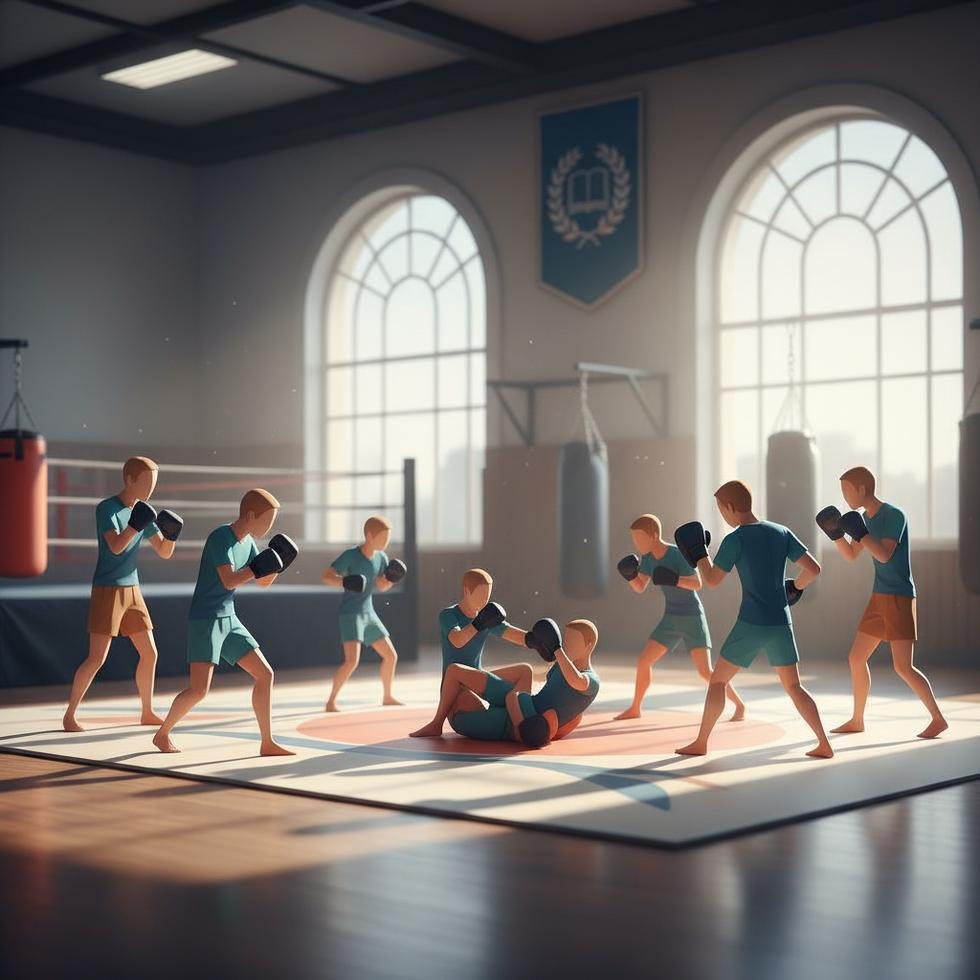 Okul spor salonunda MMA yapan özel gereksinimli öğrenciler