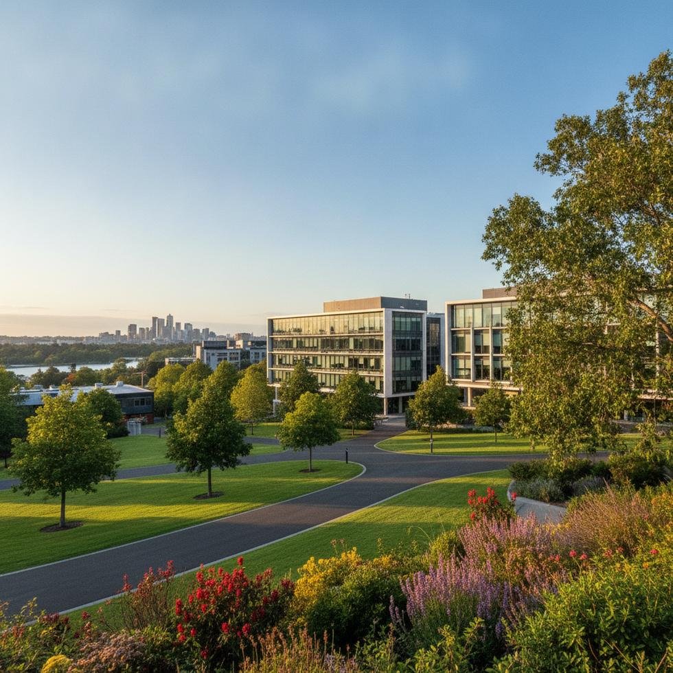 Swinburne Teknoloji Üniversitesi kampüsü dış görünüşü ve logo