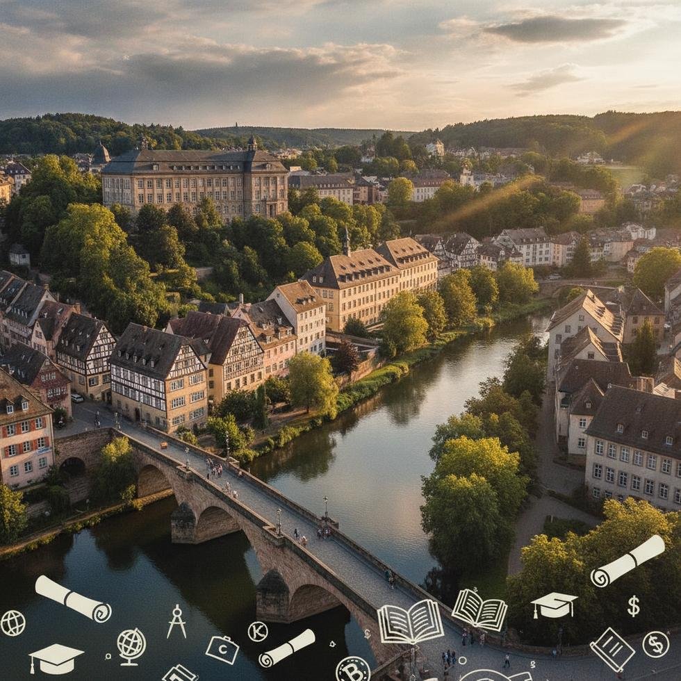 Tübingen Eberhard Karl Üniversitesi binası ve kampüs görüntüsü