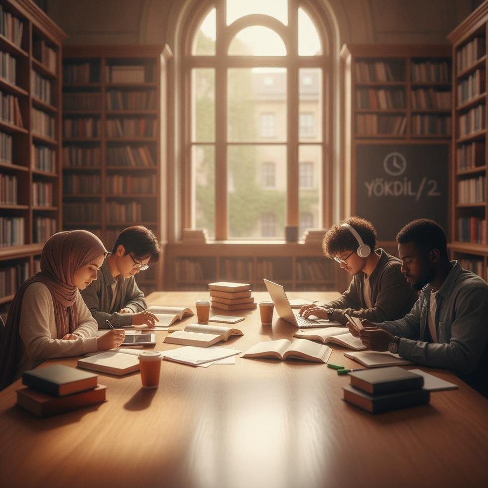 Bir grup öğrenci sınava hazırlanıyor