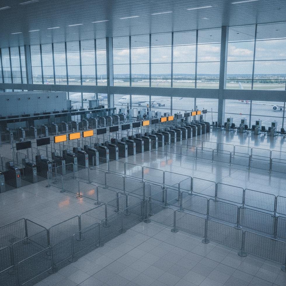 Avrupa havaalanında uzun pasaport kontrol kuyruğu