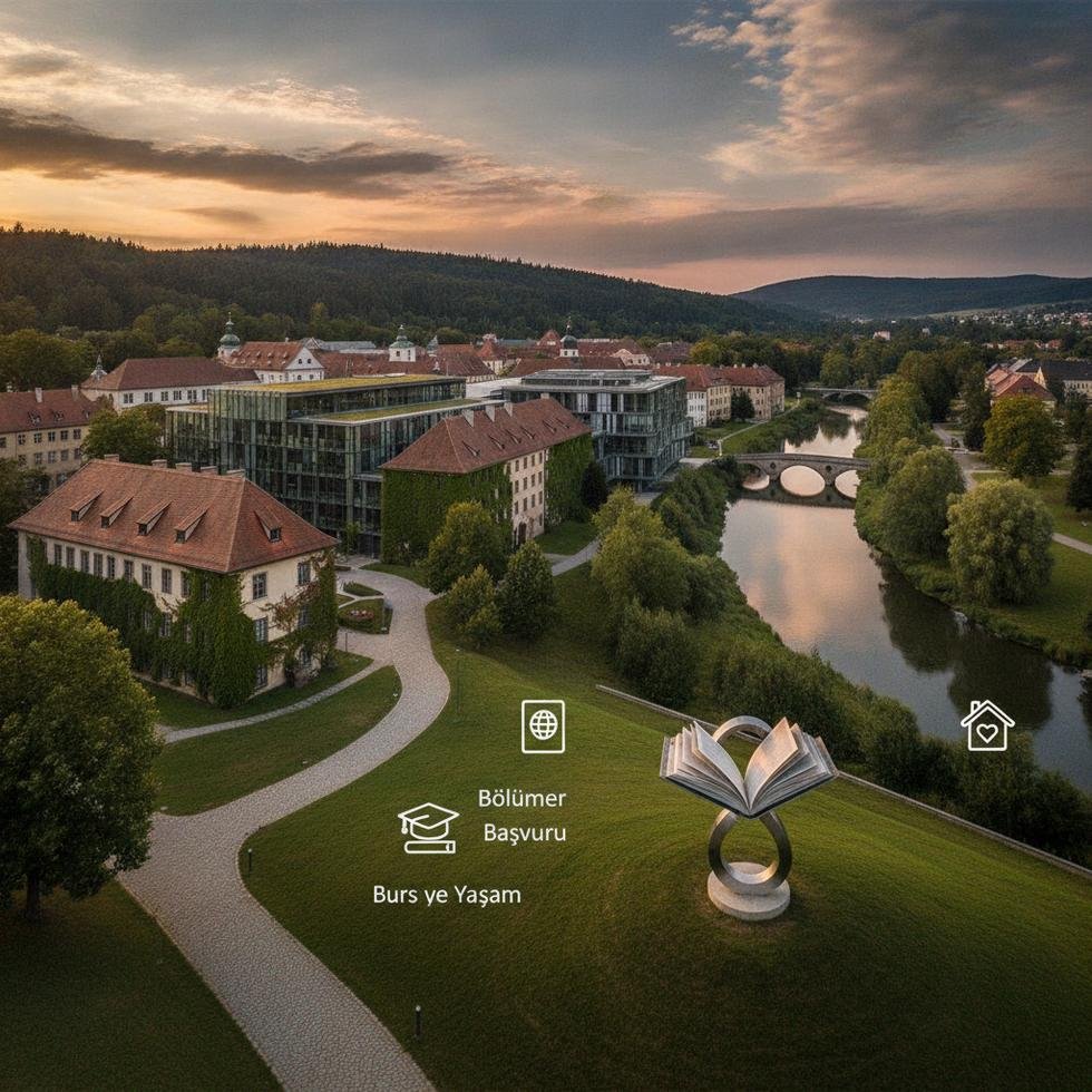 Bayreuth Üniversitesi kampüsünden bir görüntü, modern eğitim ortamı