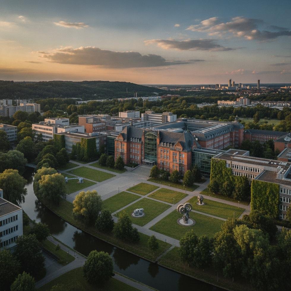 Chemnitz Teknik Üniversitesi kampüsünden görünüm