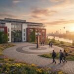Duisburg-Essen Üniversitesi kampüsü ve öğrenciler